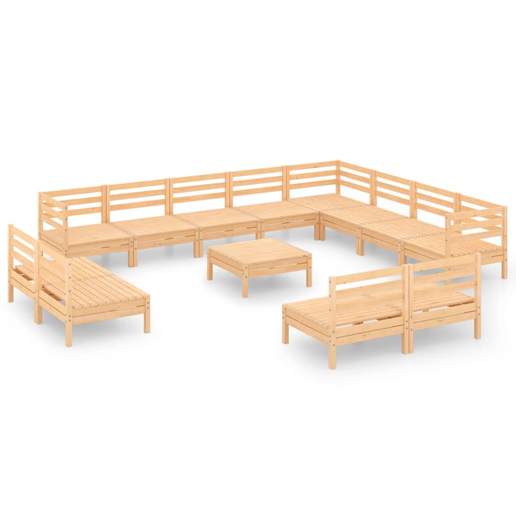 13 Piece Patio Lounge Set Solid Pinewood