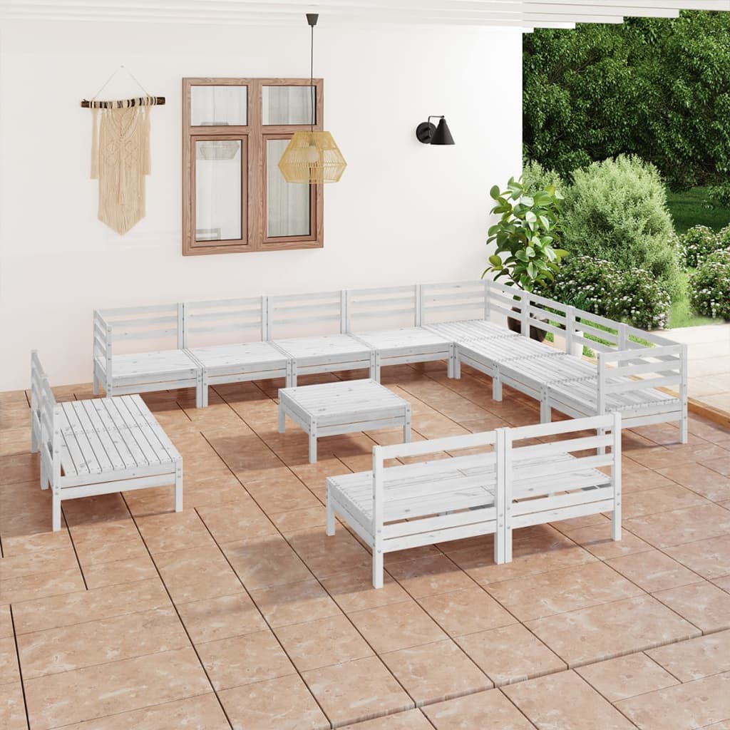13 Piece Patio Lounge Set Solid Pinewood