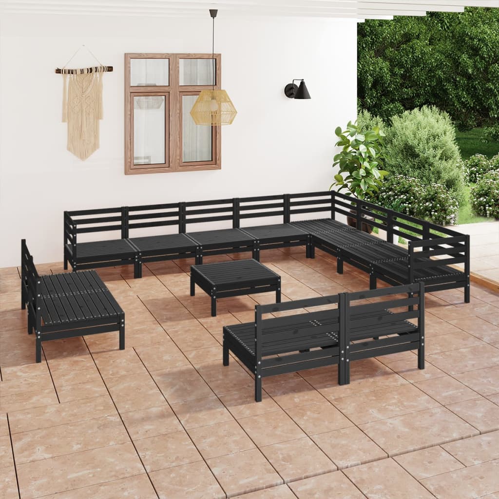 13 Piece Patio Lounge Set Solid Pinewood
