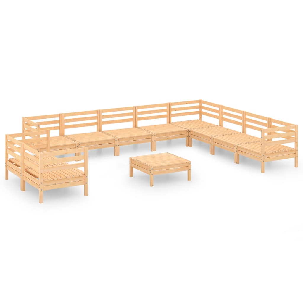 11 Piece Patio Lounge Set Solid Pinewood