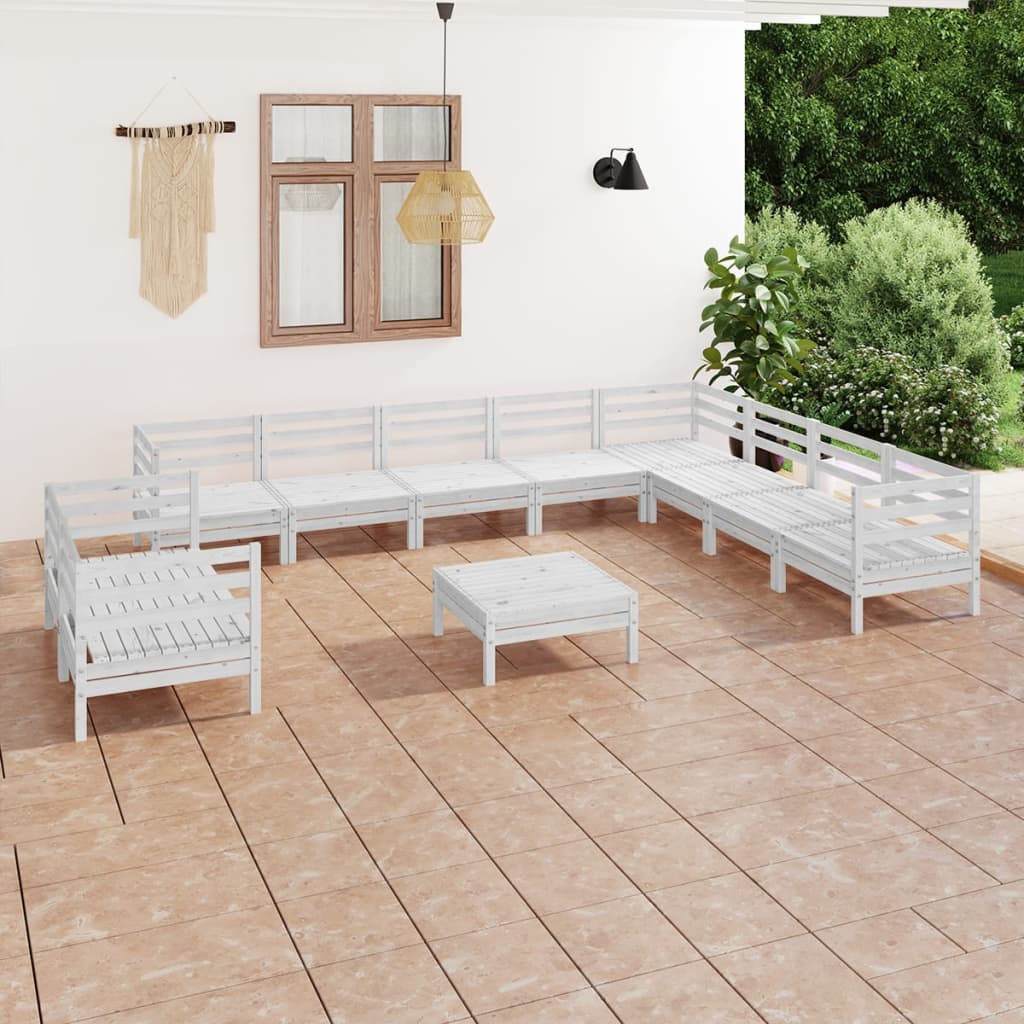 11 Piece Patio Lounge Set Solid Pinewood