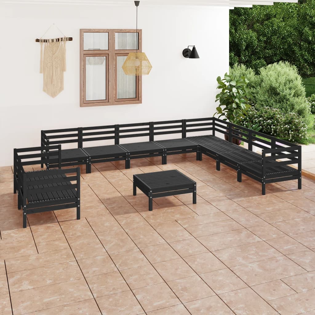 11 Piece Patio Lounge Set Solid Pinewood