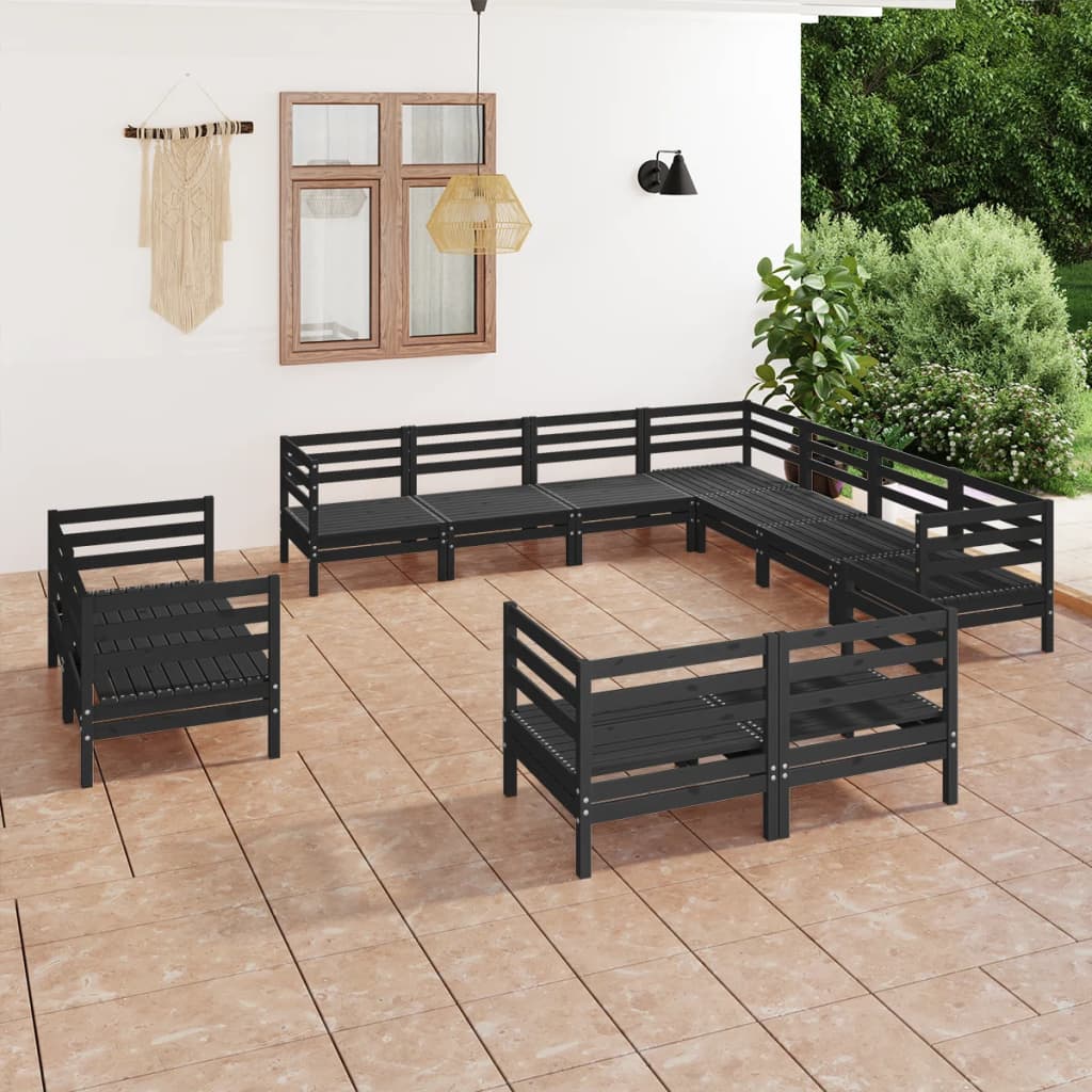 11 Piece Patio Lounge Set Solid Pinewood