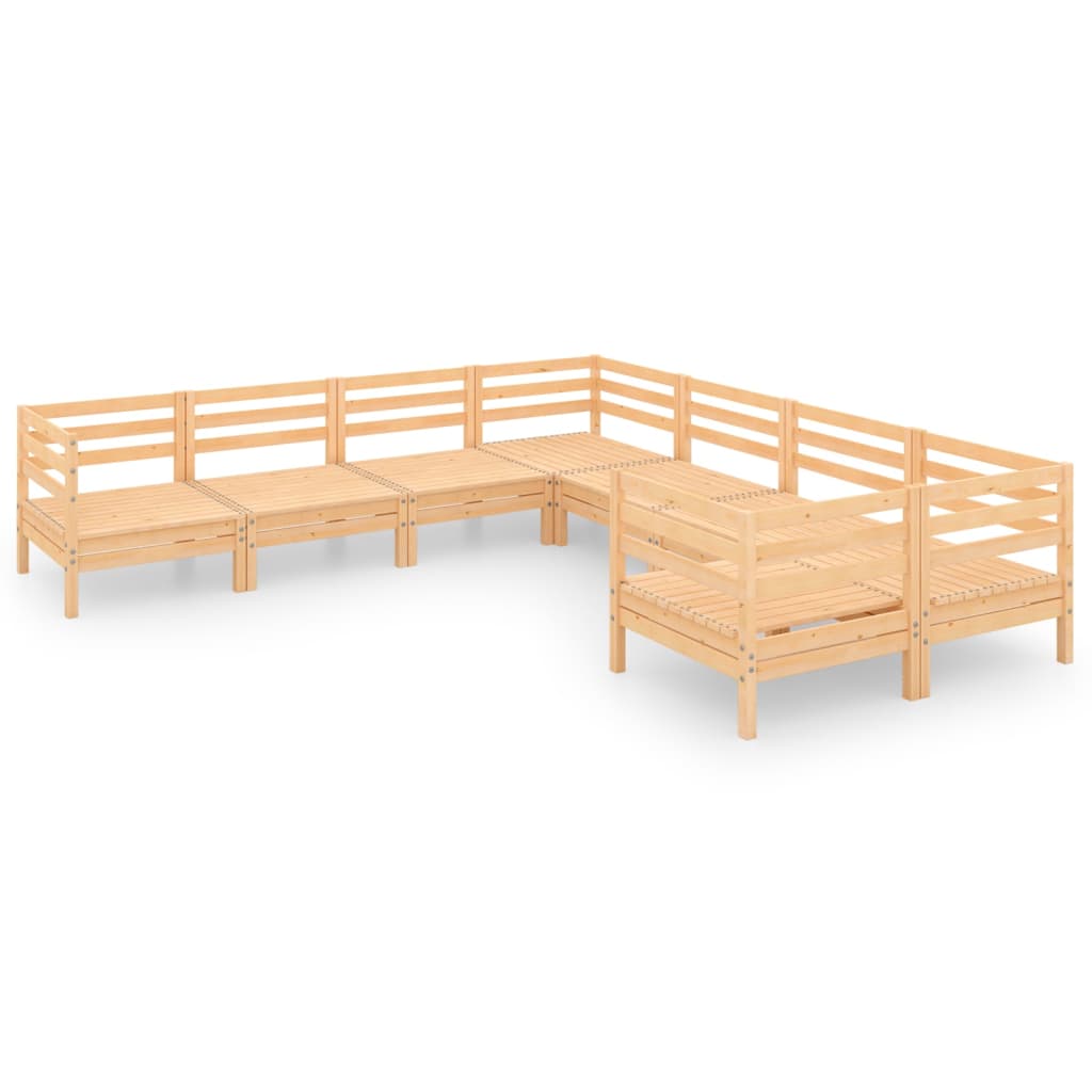 8 Piece Patio Lounge Set Solid Pinewood