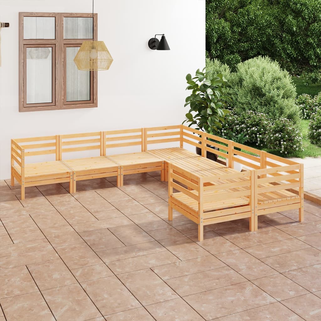 8 Piece Patio Lounge Set Solid Pinewood