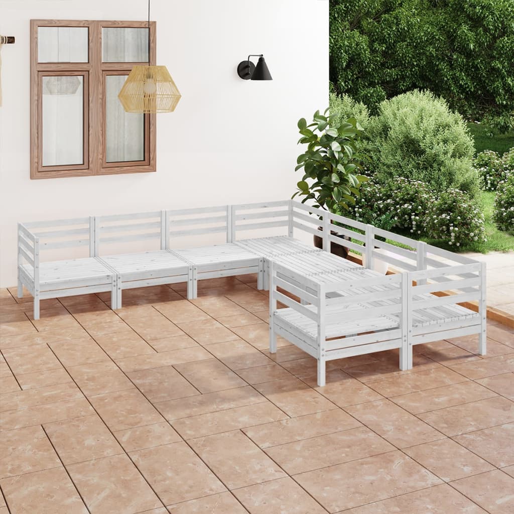 8 Piece Patio Lounge Set Solid Pinewood