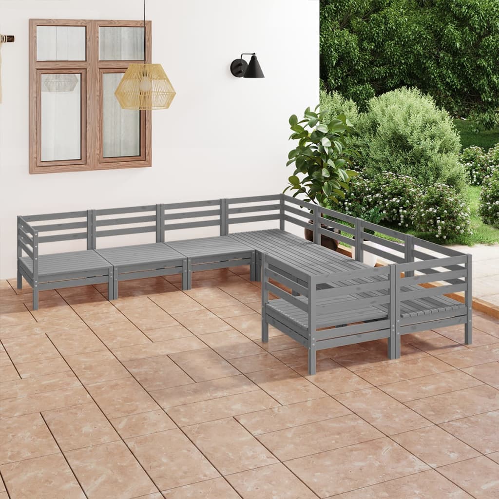 8 Piece Patio Lounge Set Solid Pinewood