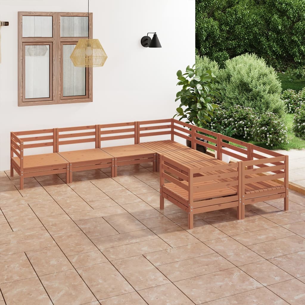 8 Piece Patio Lounge Set Solid Pinewood