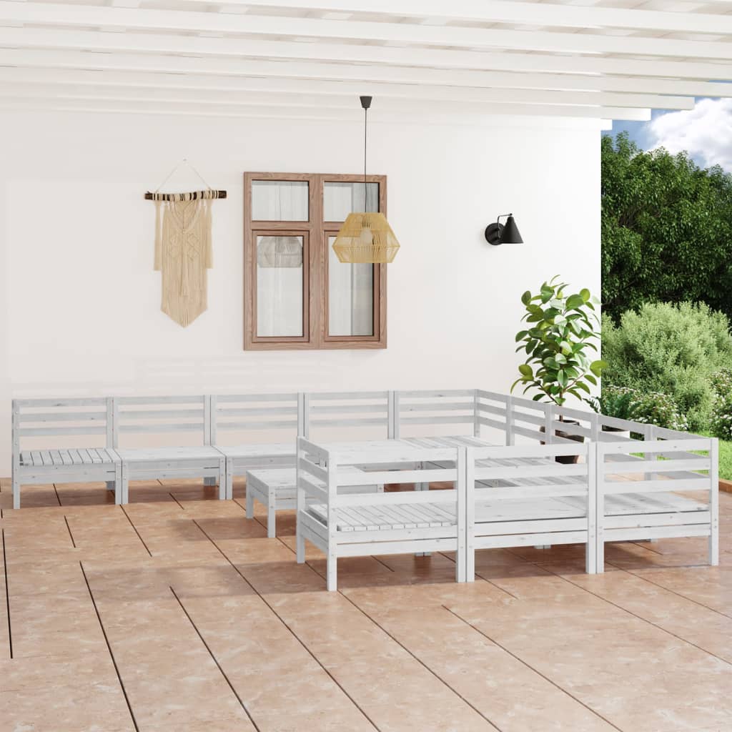 12 Piece Patio Lounge Set Solid Pinewood