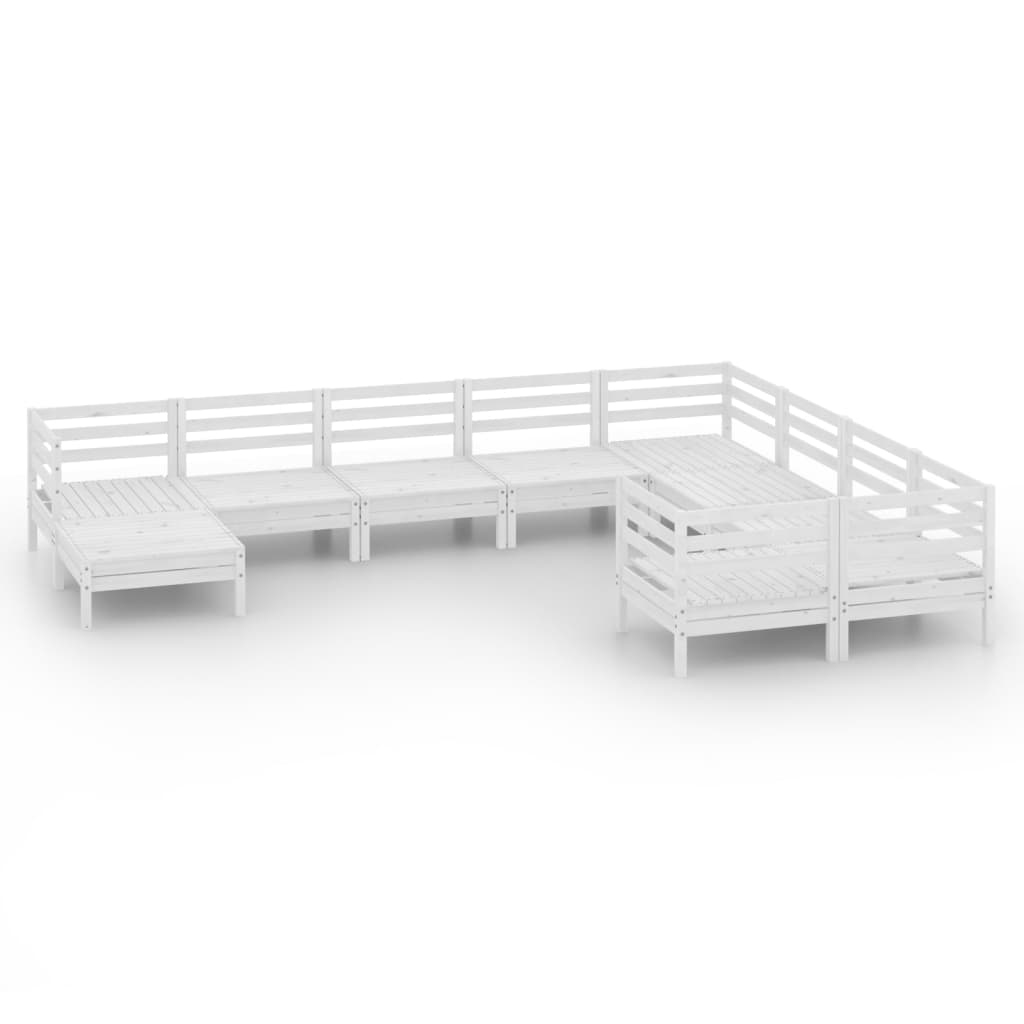 10 Piece Patio Lounge Set Solid Pinewood
