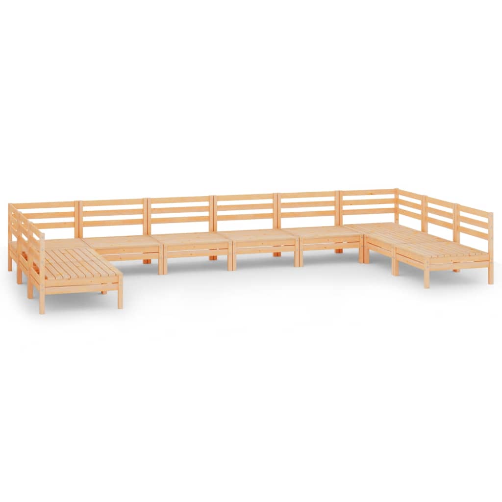 10 Piece Patio Lounge Set Solid Pinewood