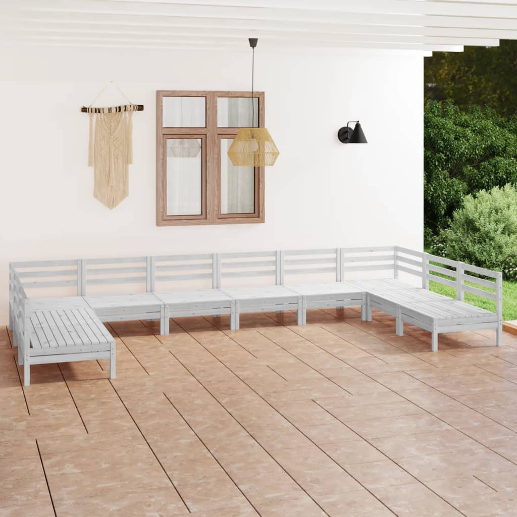 10 Piece Patio Lounge Set Solid Pinewood