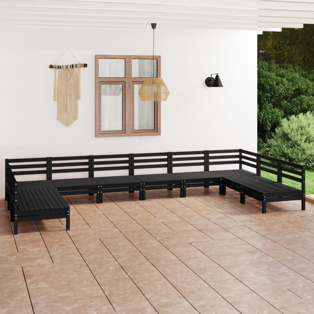 10 Piece Patio Lounge Set Solid Pinewood