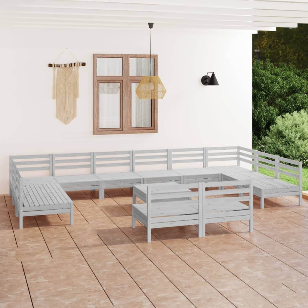 13 Piece Patio Lounge Set Solid Pinewood