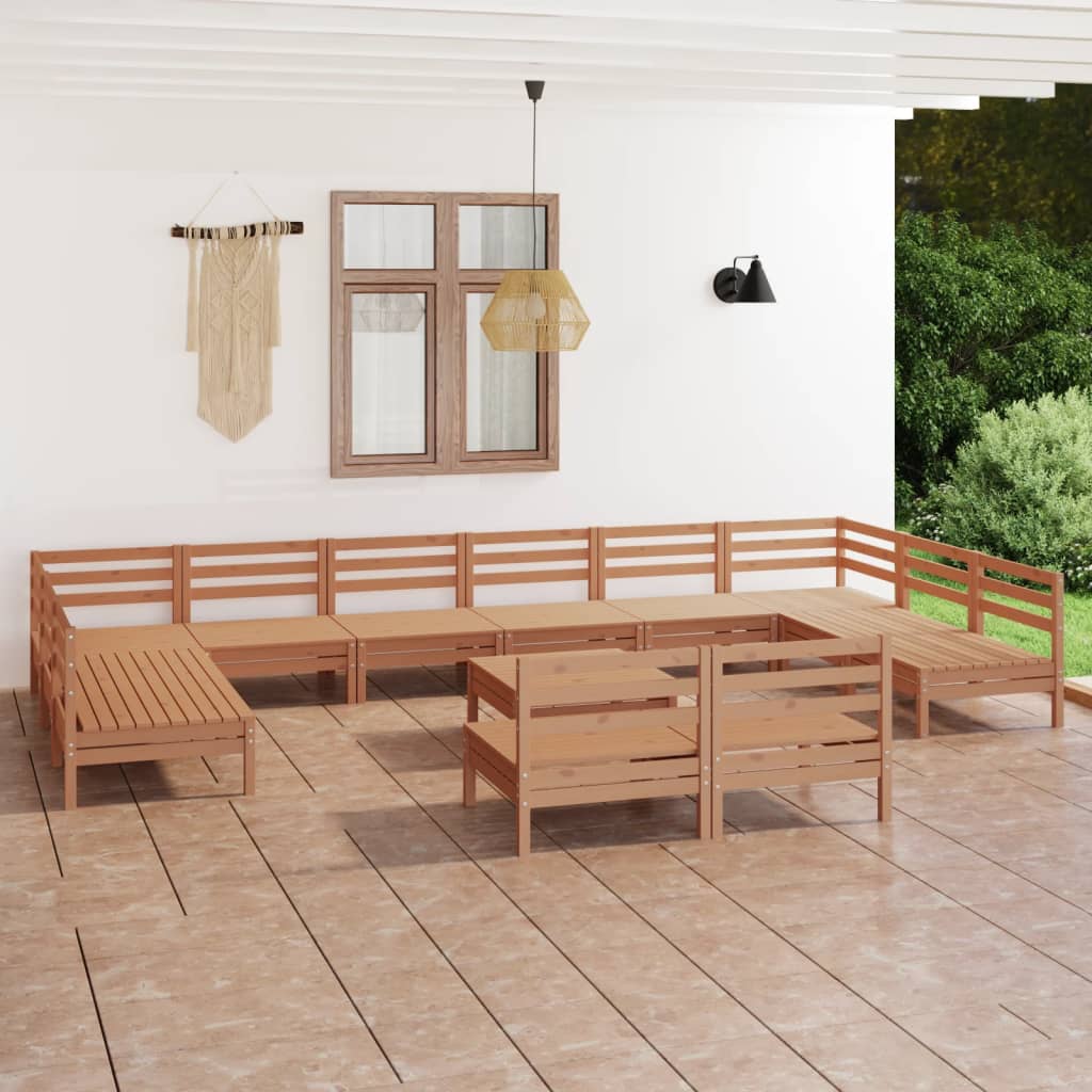 13 Piece Patio Lounge Set Solid Pinewood
