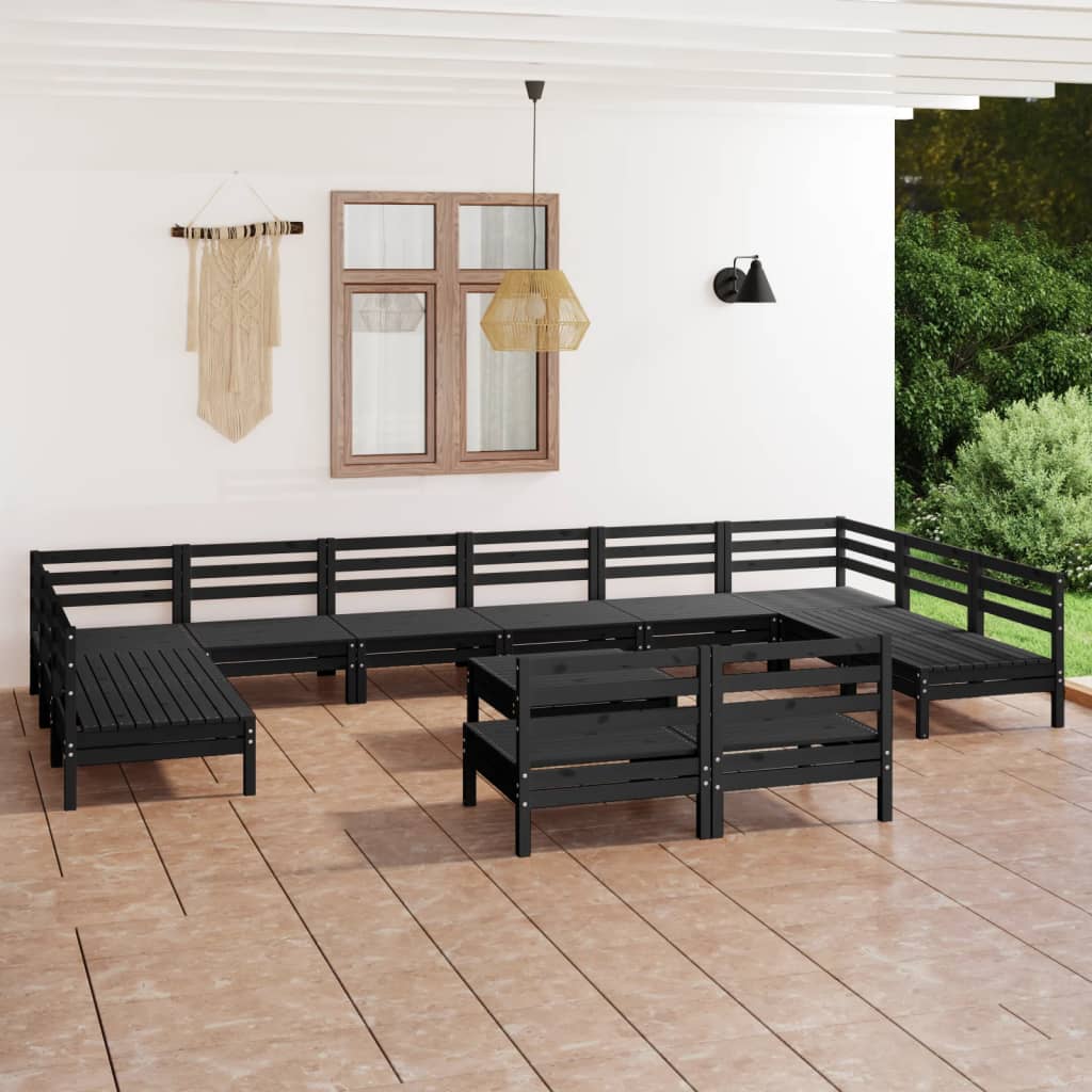 13 Piece Patio Lounge Set Solid Pinewood