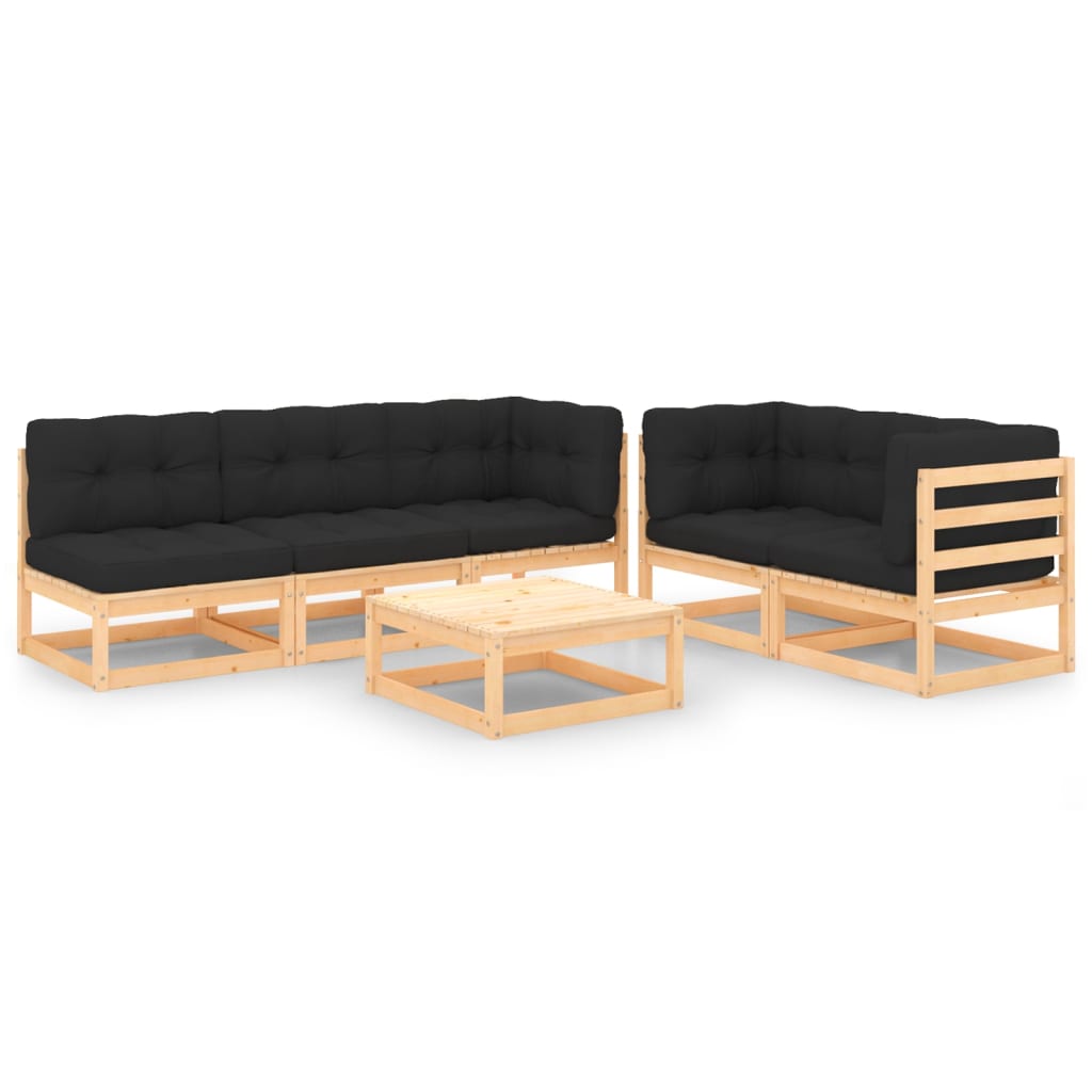 6 Piece Patio Lounge Set Solid Pinewood