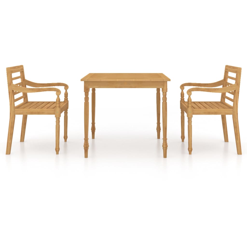 3 Piece Patio Dining Set Solid Teak Wood