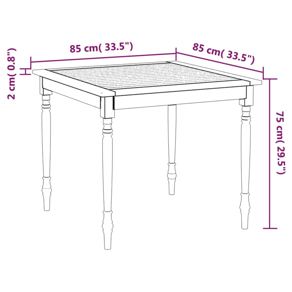 3 Piece Patio Dining Set Solid Teak Wood