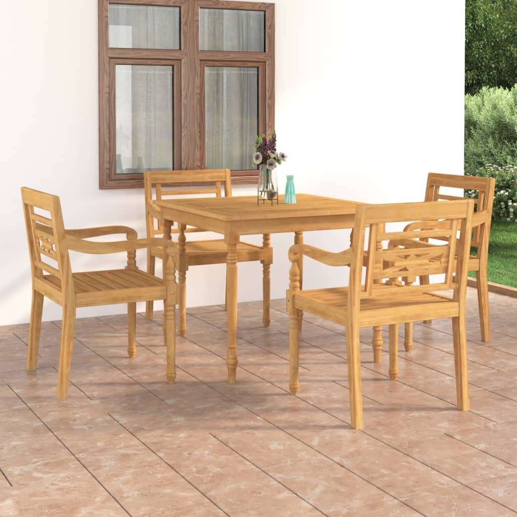 3 Piece Patio Dining Set Solid Teak Wood
