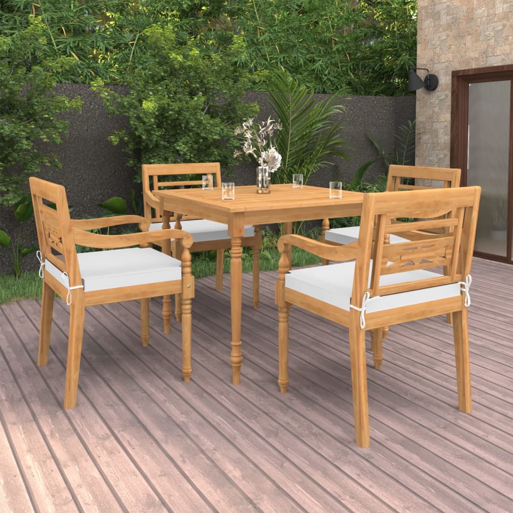 3 Piece Patio Dining Set Solid Teak Wood