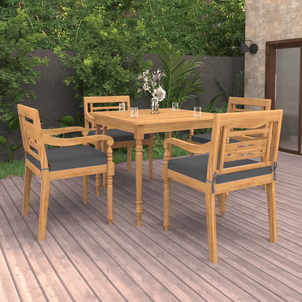 3 Piece Patio Dining Set Solid Teak Wood