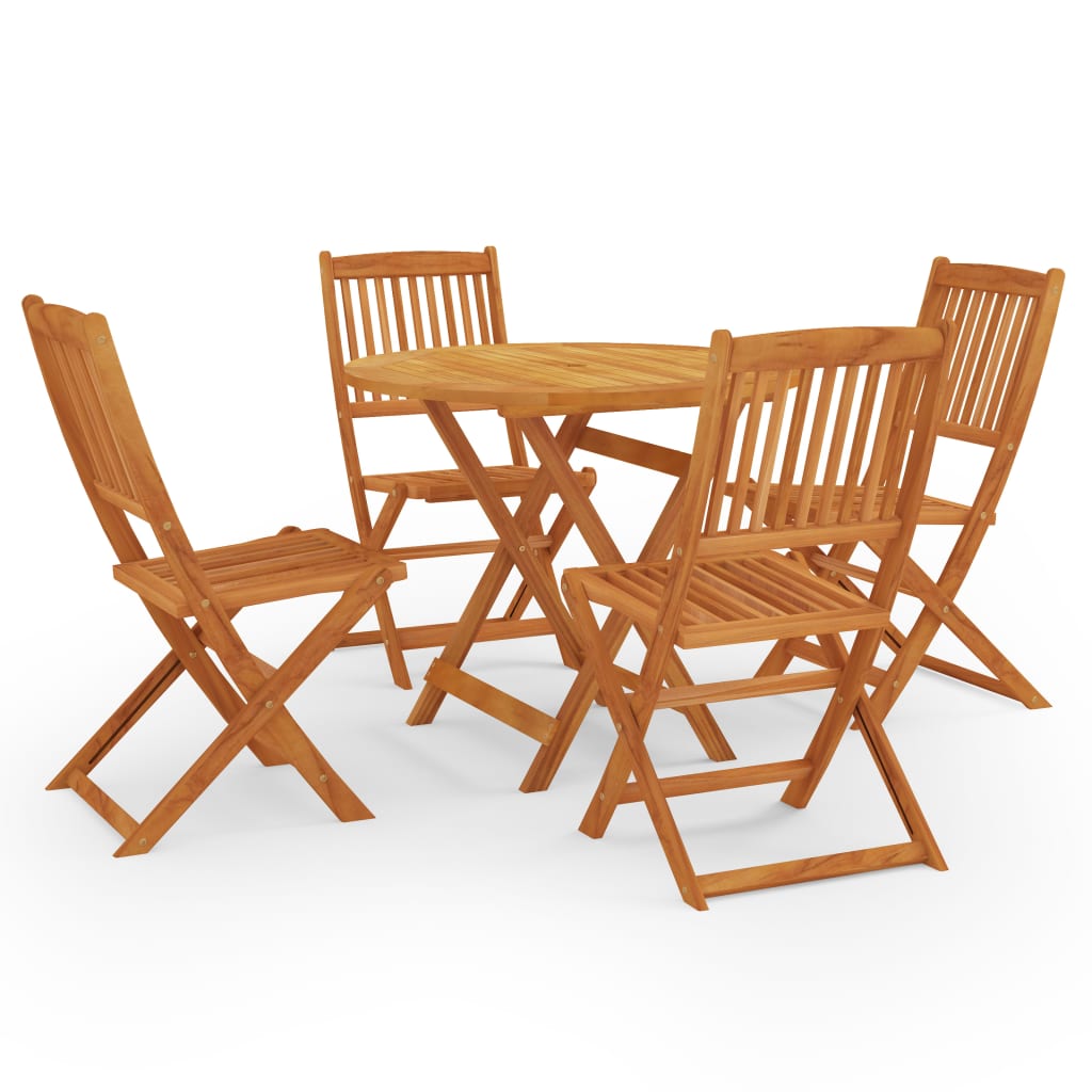 5 Piece Folding Patio Dining Set Solid Eucalyptus Wood