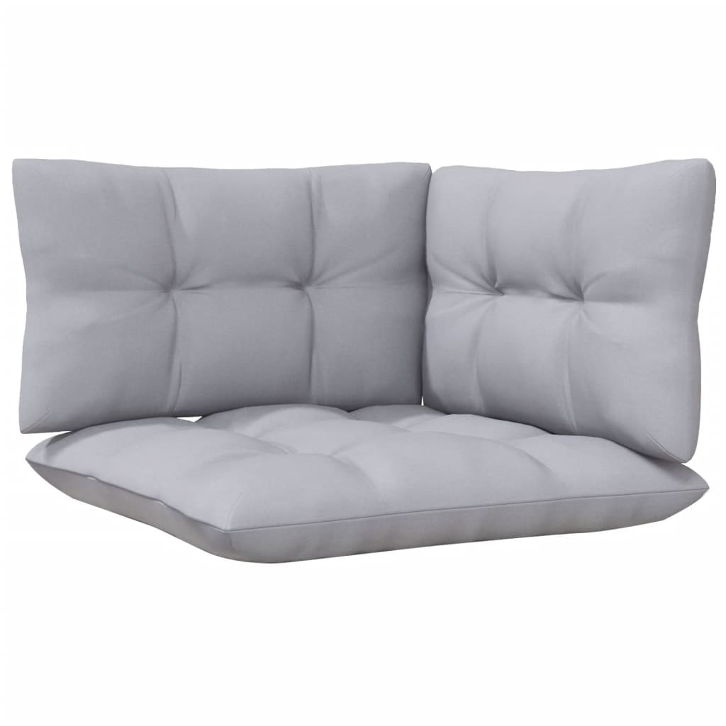 Garden Lounge Set Grey Solid Pine Wood, Fabric (100% Polyester)