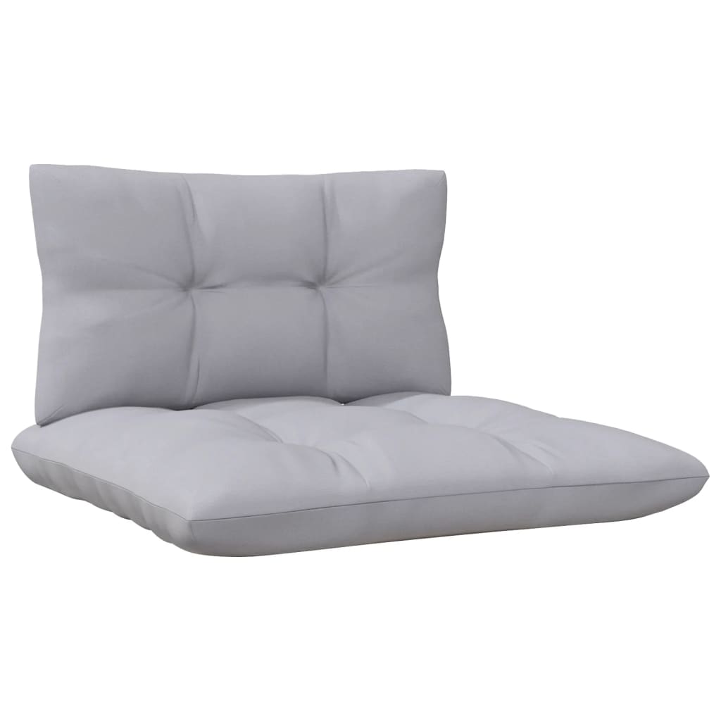 Garden Lounge Set Grey Solid Pine Wood, Fabric (100% Polyester)