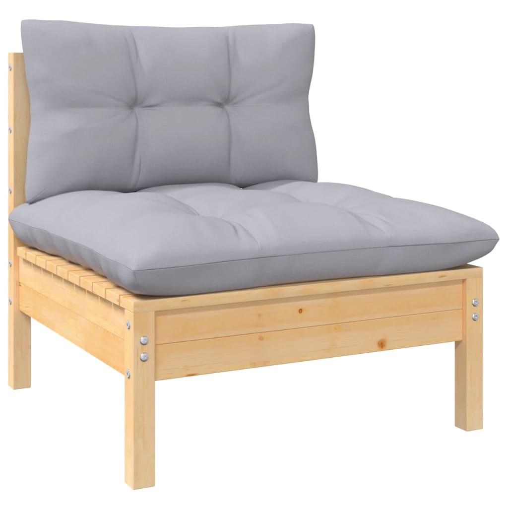 8 Piece Patio Lounge Set With Gray Cushions Pinewood