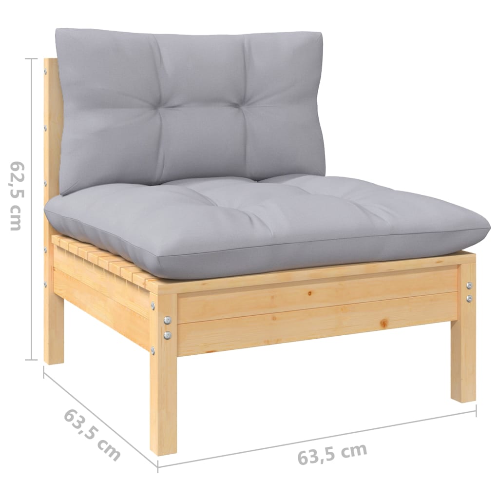 8 Piece Patio Lounge Set With Gray Cushions Pinewood