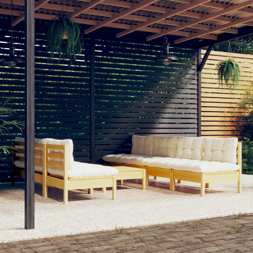 8 Piece Patio Lounge Set With Gray Cushions Pinewood