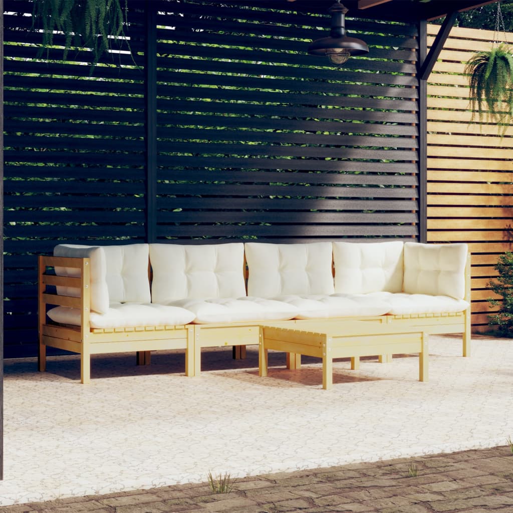 Garden Lounge Set Natural Wood And Grey