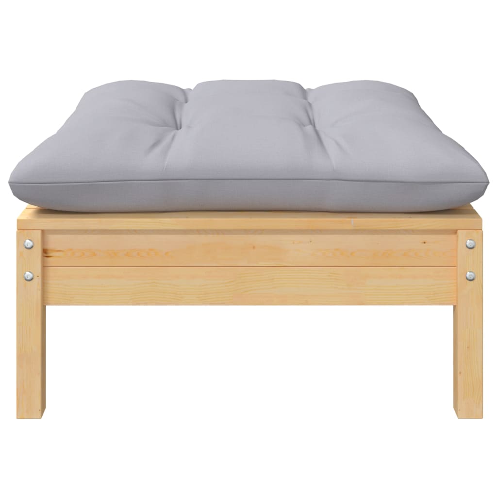 Garden Lounge Set Grey Solid Pinewood, Polyester 5 Piece Set