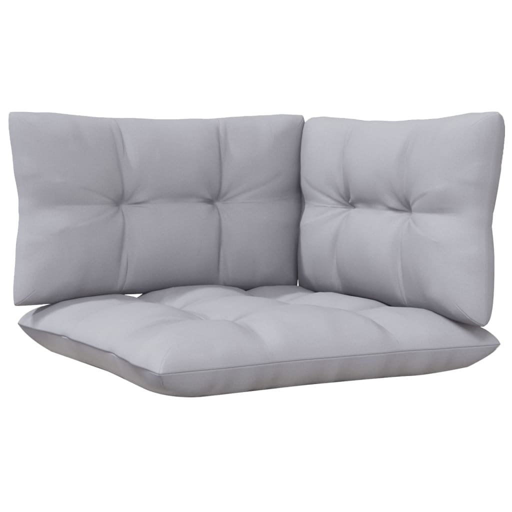 Garden Lounge Set Grey Solid Pinewood, 100% Polyester 6 Piece Set
