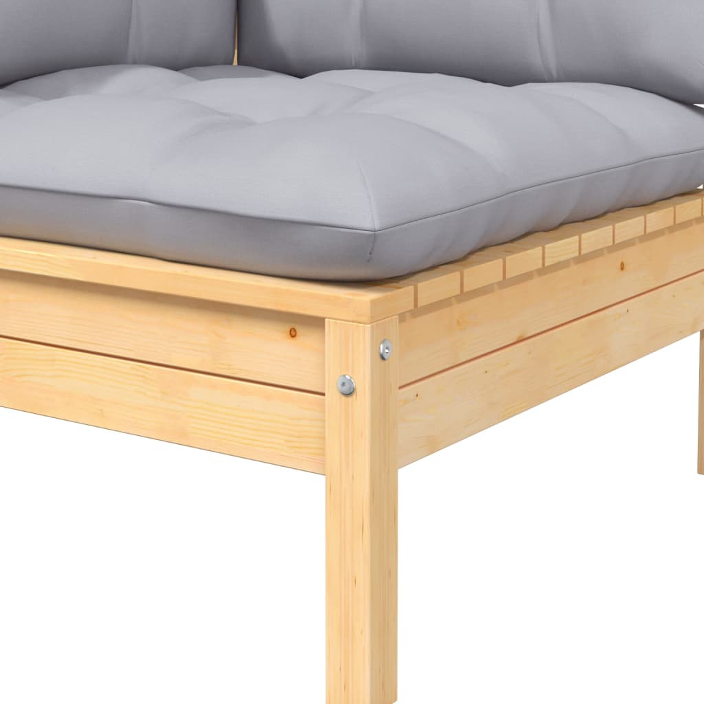 Garden Lounge Set Grey Solid Pinewood, 100% Polyester 6 Piece Set