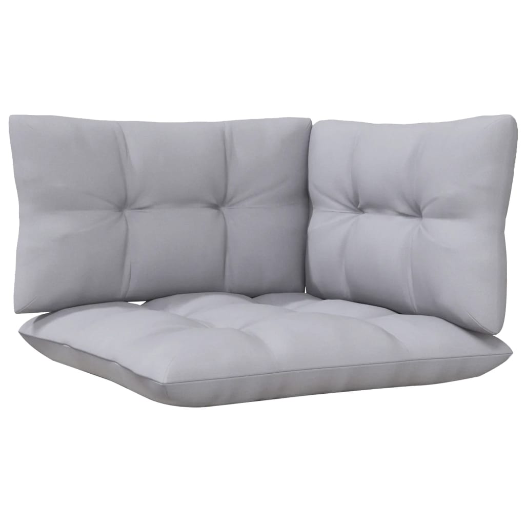 Garden Lounge Set Grey Solid Pine Wood, Polyester Fabric Medium