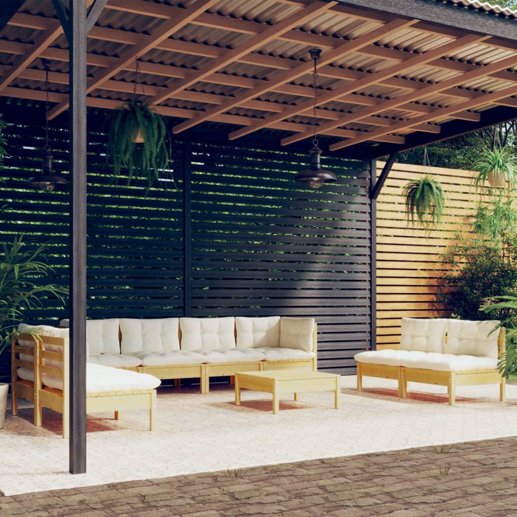 Garden Lounge Set Grey Solid Pinewood, Fabric (100% Polyester)