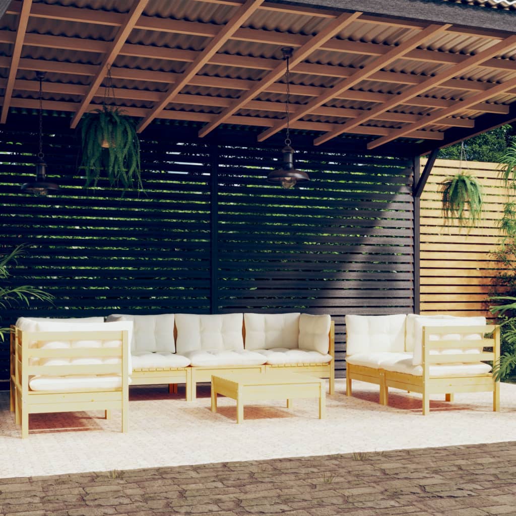 Garden Lounge Set Grey Solid Pinewood, Fabric (100% Polyester)