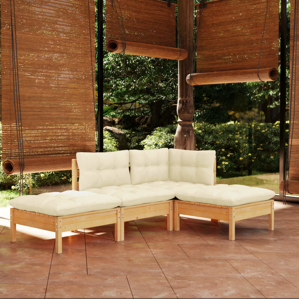 Garden Lounge Set Grey Solid Pinewood Medium Modular