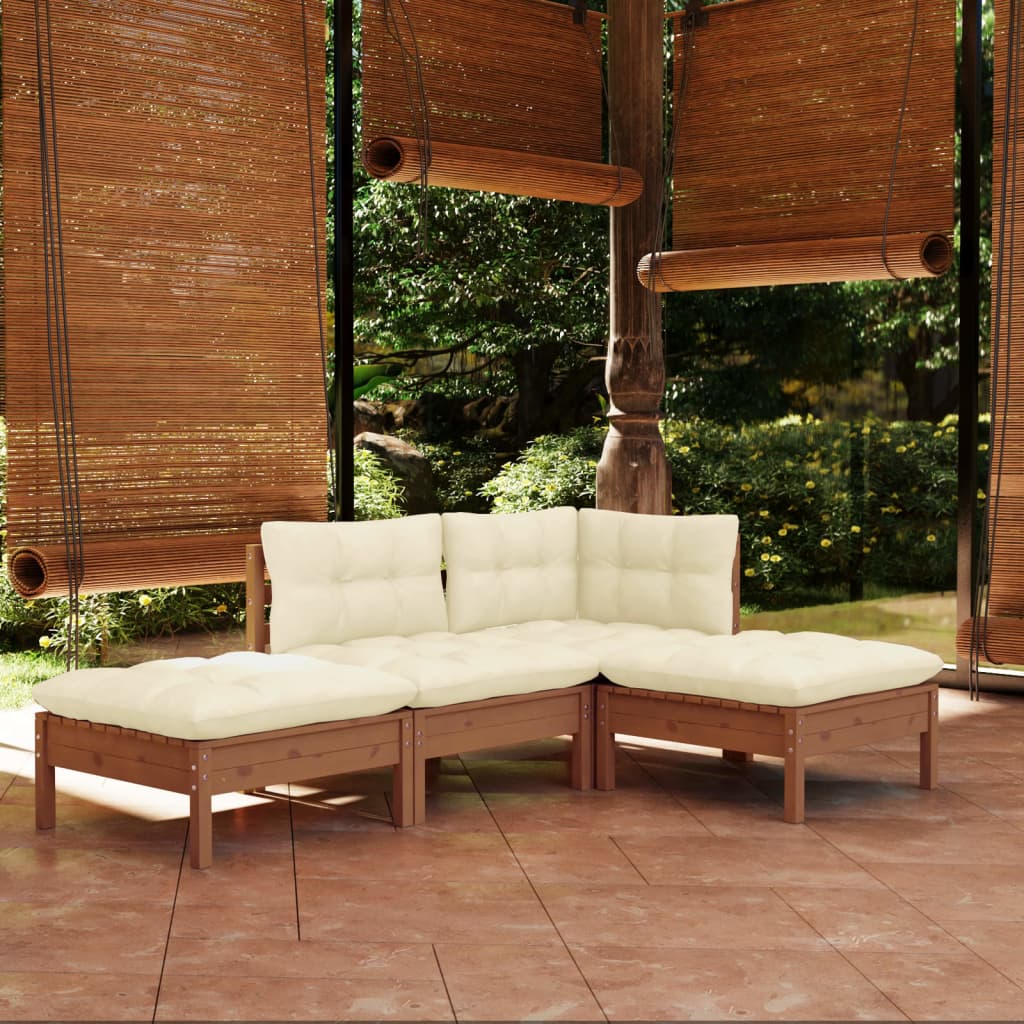Garden Lounge Set Grey Solid Pinewood Medium Modular