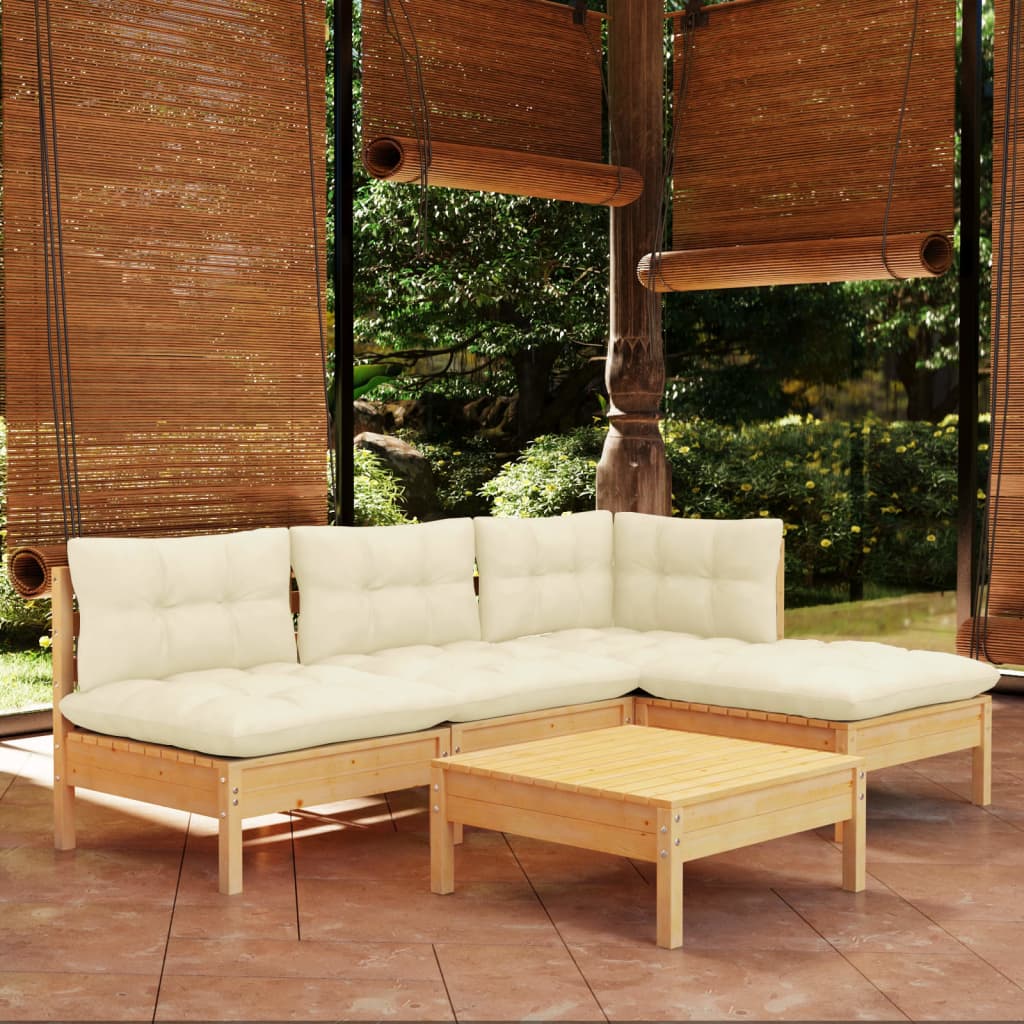 Garden Lounge Set Grey Solid Pinewood Medium Modular