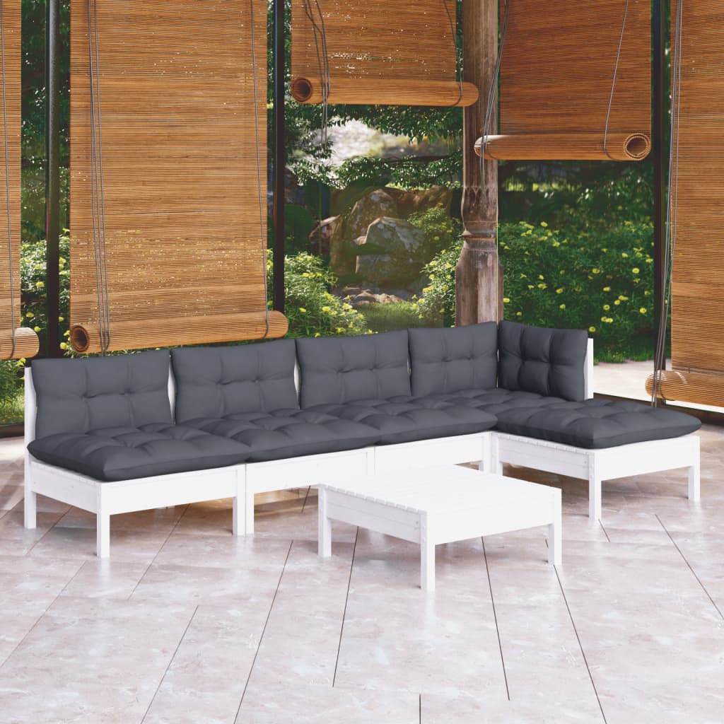 Garden Lounge Set Grey And Natural Wood