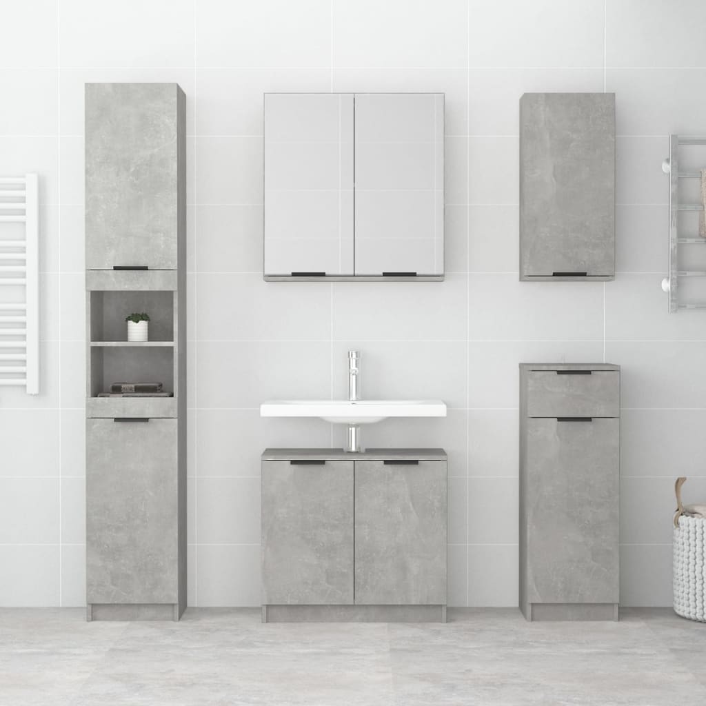 Bathroom Cabinet Concrete Grey Engineered Wood Tall