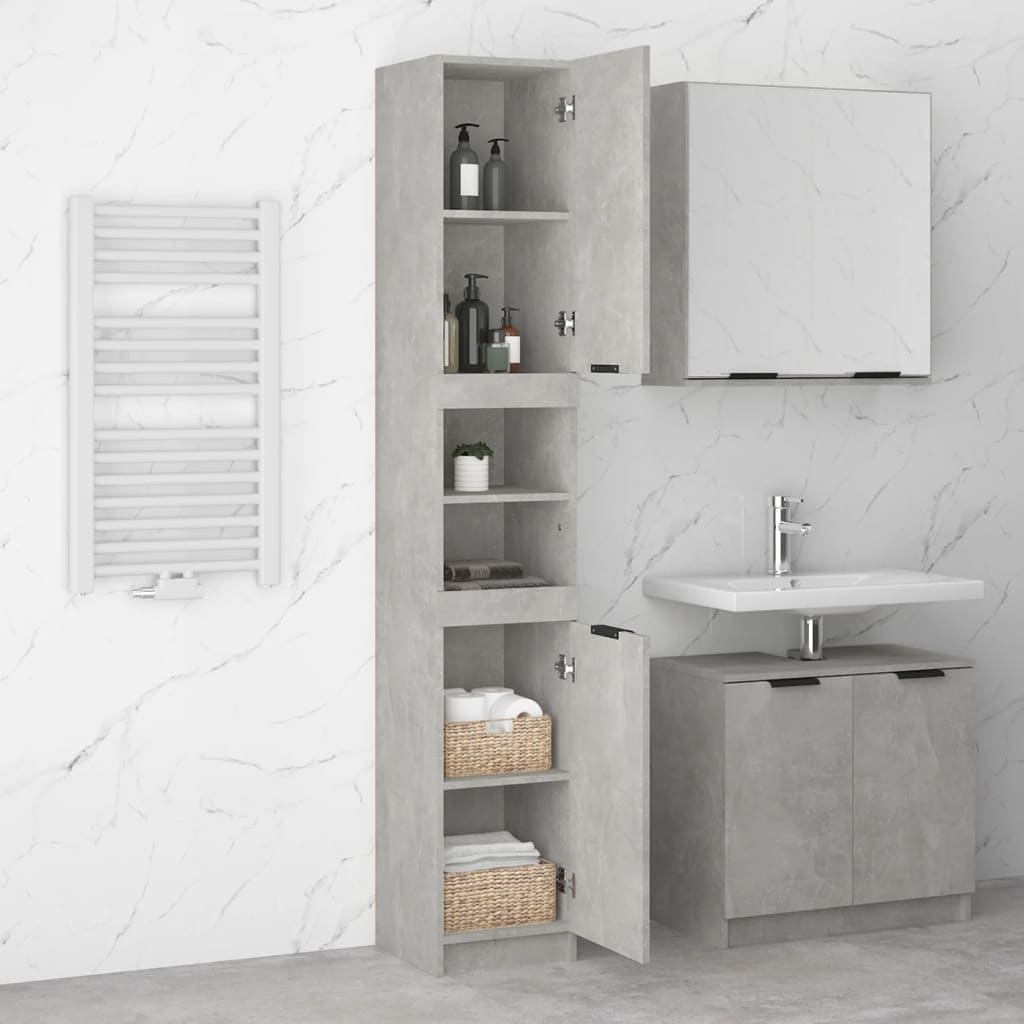 Bathroom Cabinet Concrete Grey Engineered Wood Tall