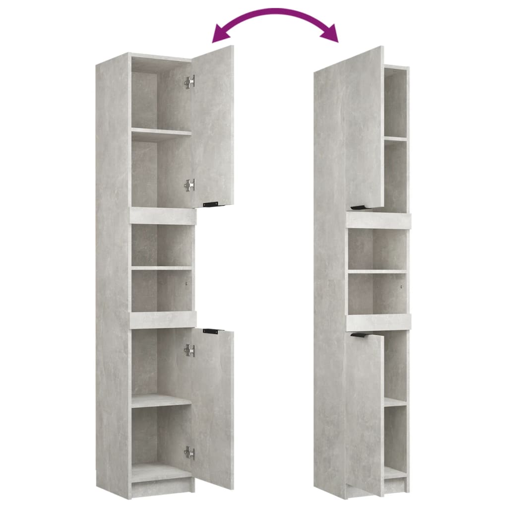 Bathroom Cabinet Concrete Grey Engineered Wood Tall