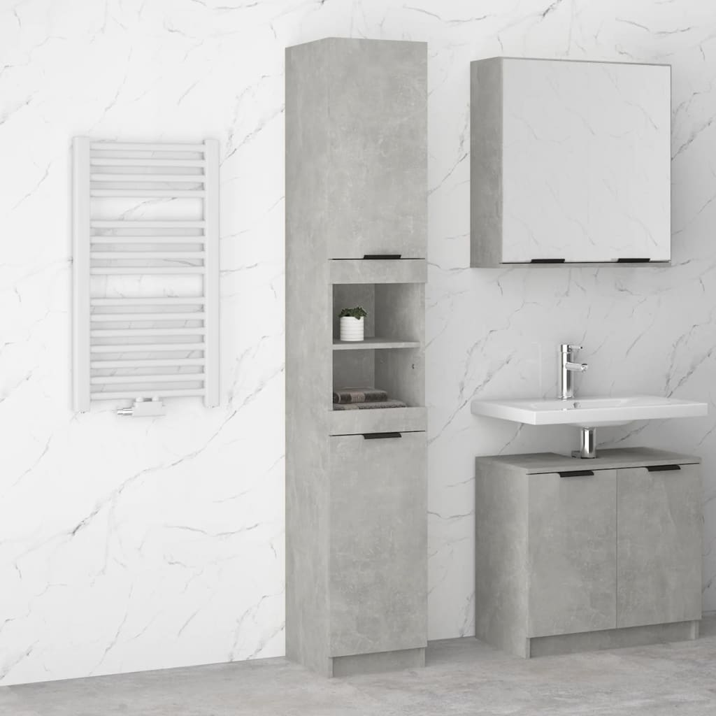 Bathroom Cabinet Concrete Grey Engineered Wood Tall