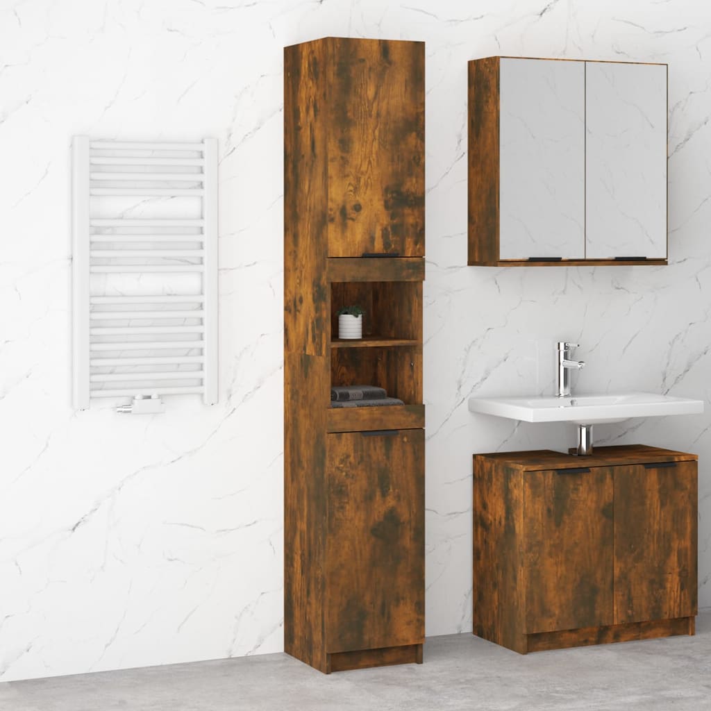 Bathroom Cabinet Concrete Grey Engineered Wood Tall