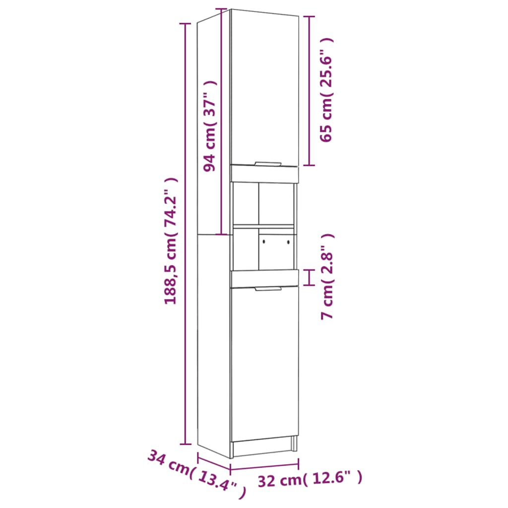 Bathroom Furniture Set Engineered Wood Large