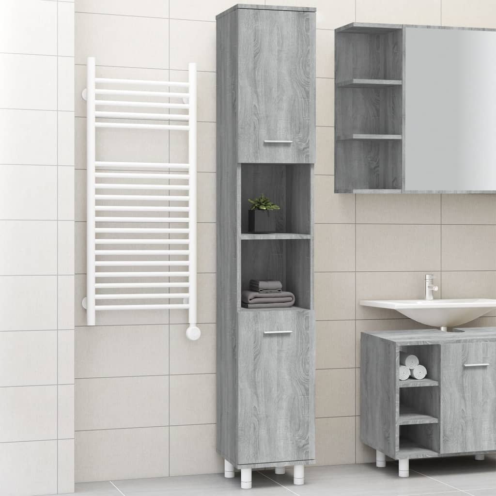 Bathroom Cabinet Grey Sonoma Engineered Wood Tall